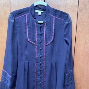 Purple Semi Sheer Long Sleeve Blouse